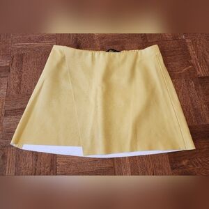 Zara Yellow Leather Mini Skirt XS